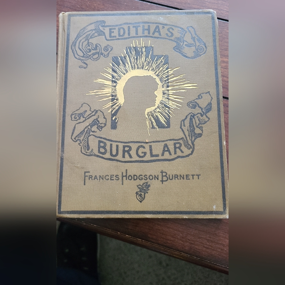 Vintage Editha's Burglar by Frances Hodgson Burnett - Brown and Gold Cover 1888